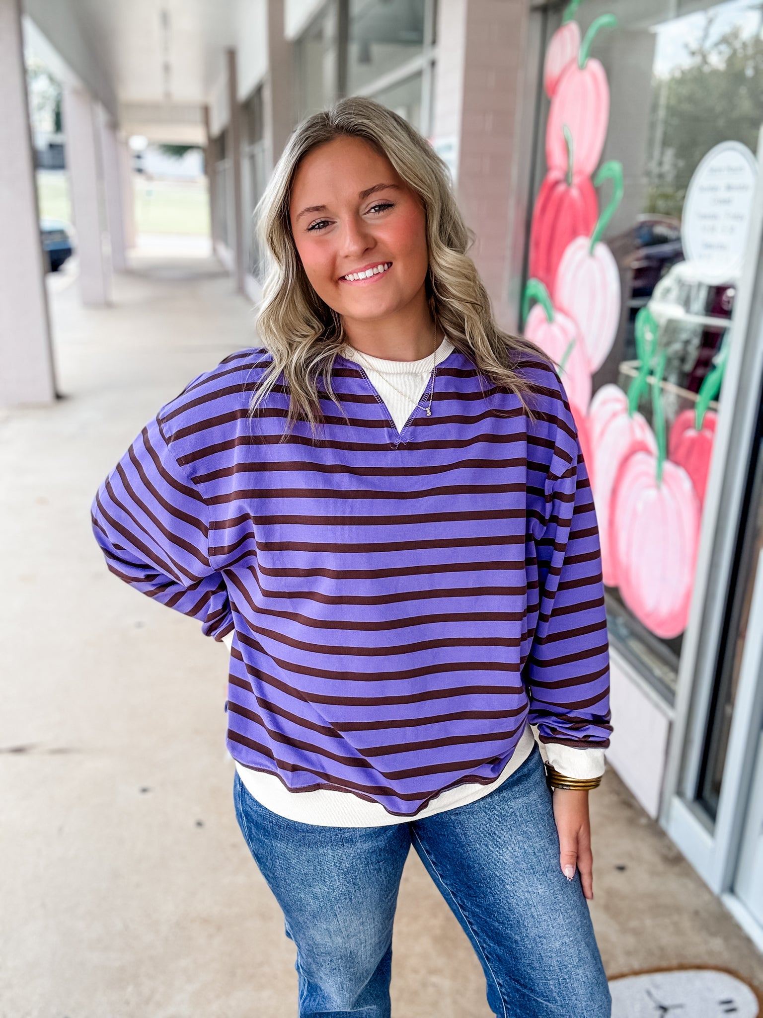 Berry Stripe Breeze Sweater