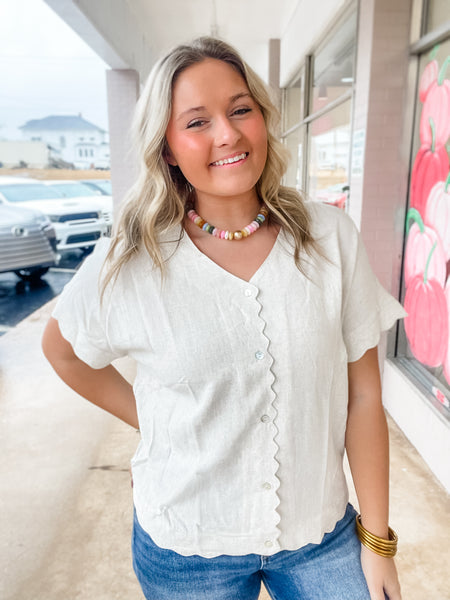 Cream & Calm Button Blouse