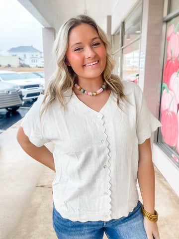 Cream & Calm Button Blouse