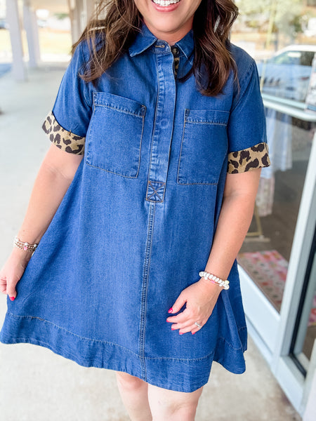 Denim Leopard Dress