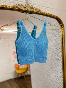 Ribbed Sports Bra:  deep sky