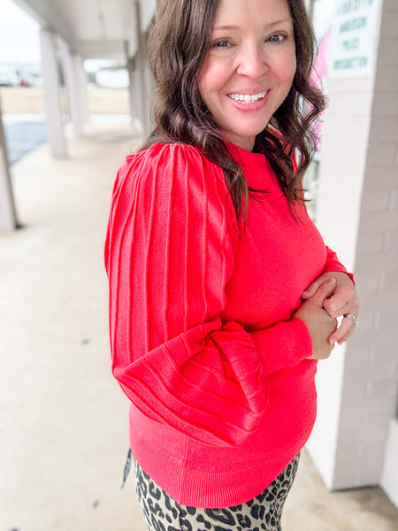 Coral Breeze Lantern Sleeve Top