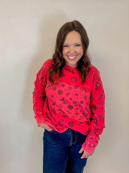 Crimson Wildflower Sweatshirt