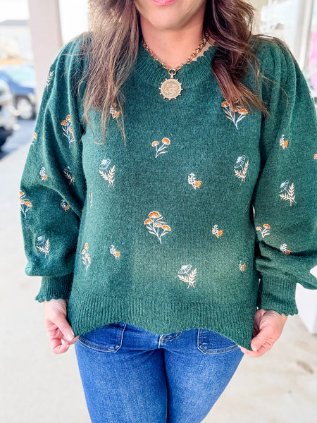 Meadow Whisper Embroidered Sweater