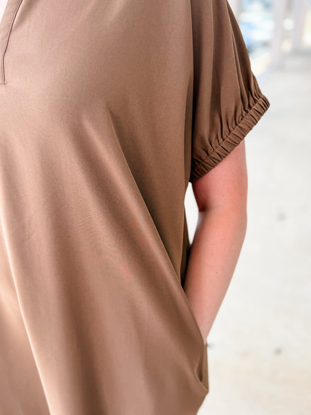 Taupe Collared Dress