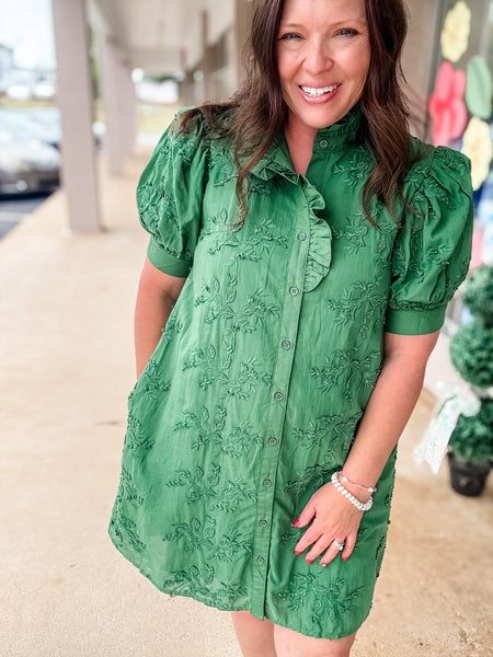 Green Embroidered Dress