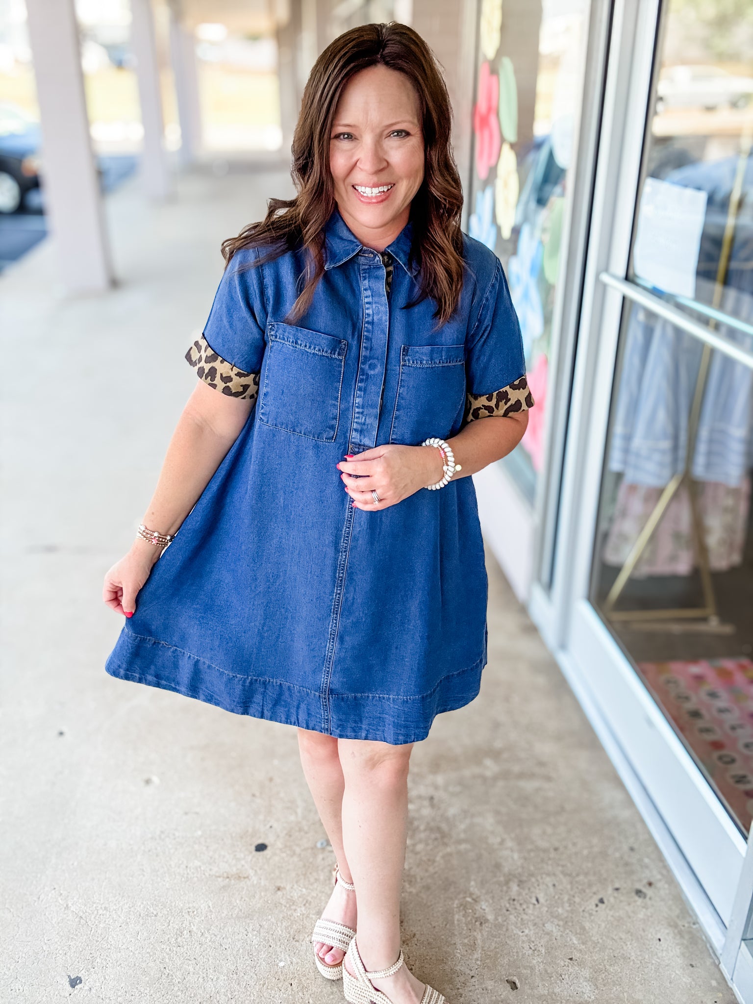 Denim Leopard Dress