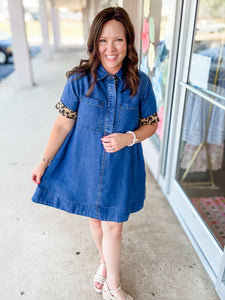 Denim Leopard Dress