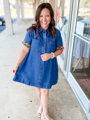 Denim Leopard Dress