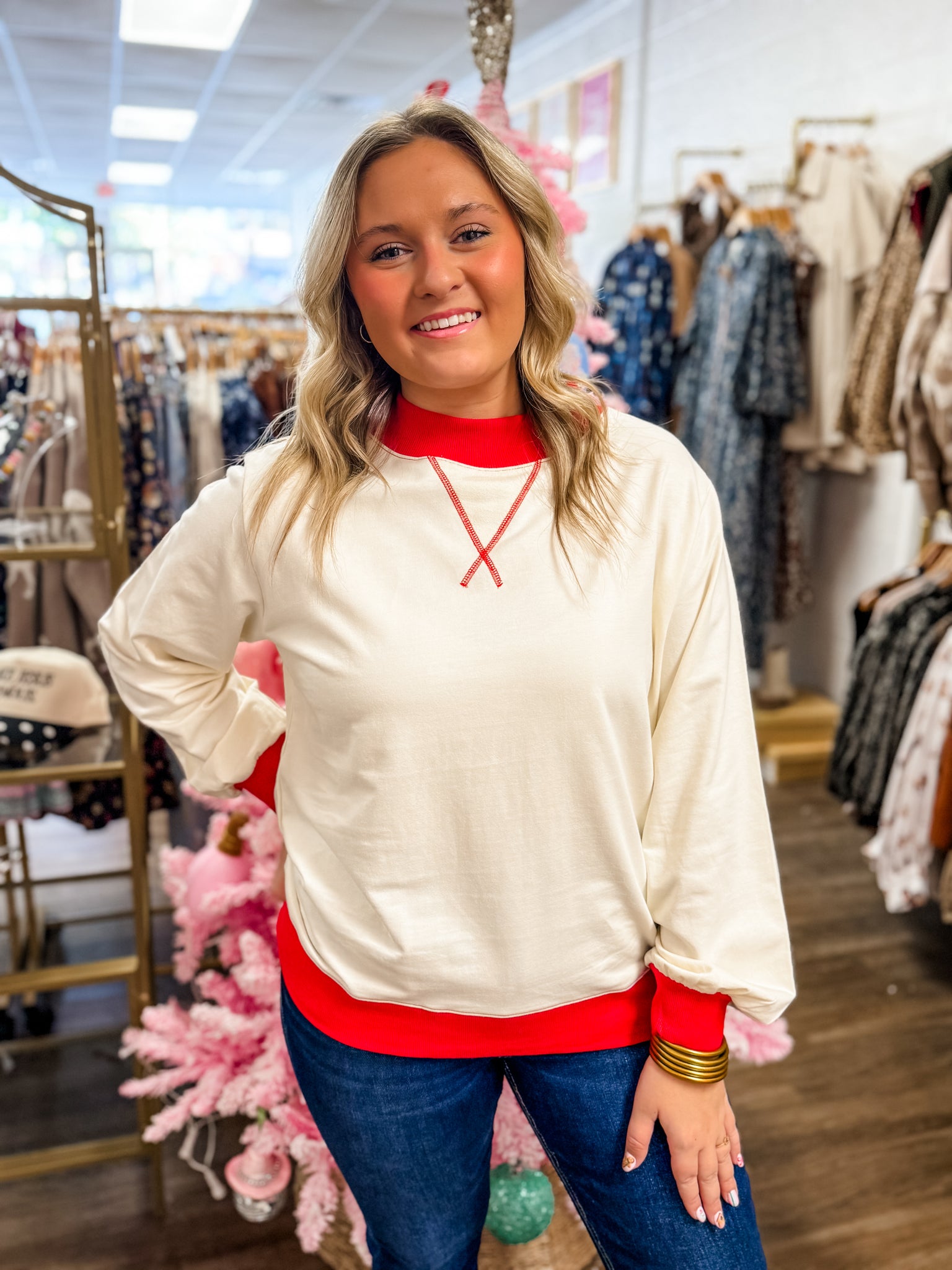 Candy Cane Cozy Mock Neck Sweatshirt