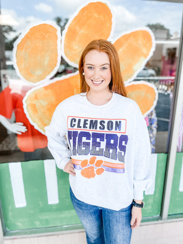 Clemson Vintage Sweatshirt:  Queen of Sparkles