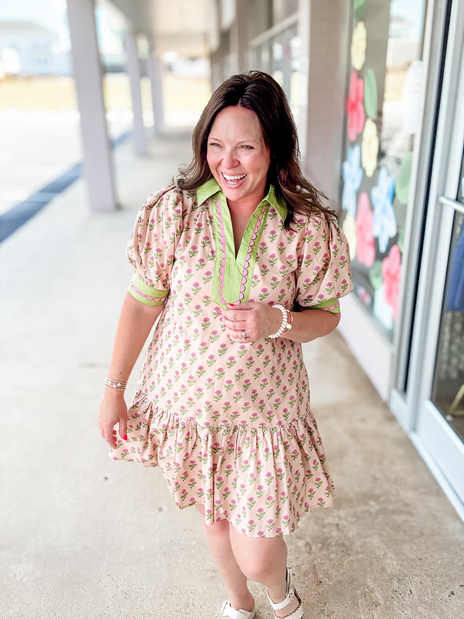 Pink Taupe Floral Dress