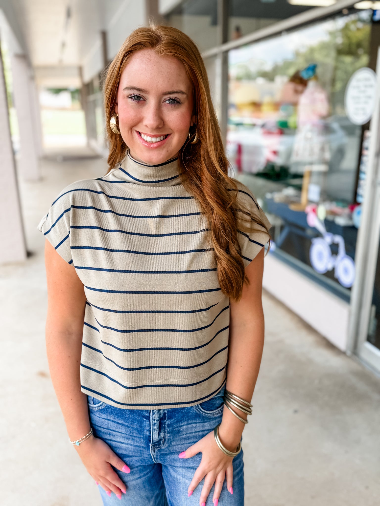 Beige Mock Top