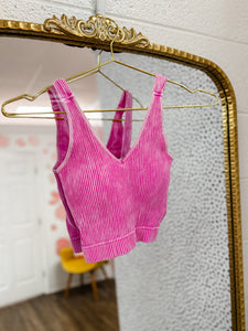 Ribbed Sports Bra:  bright mauve
