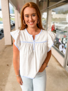 White Seersucker Top
