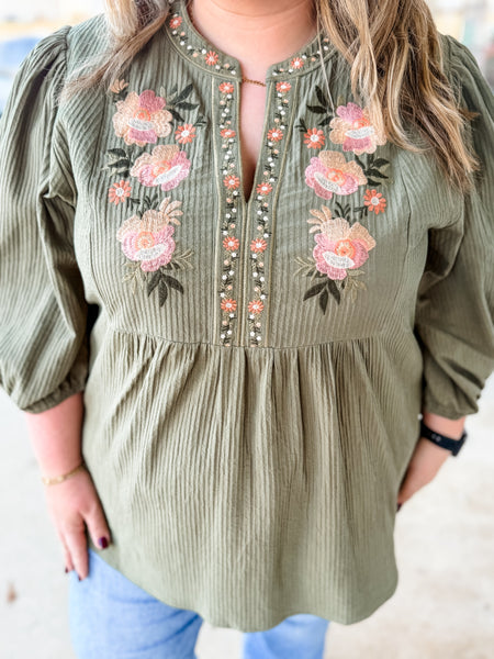 Olive Garden Embroidered Blouse: Plus Size