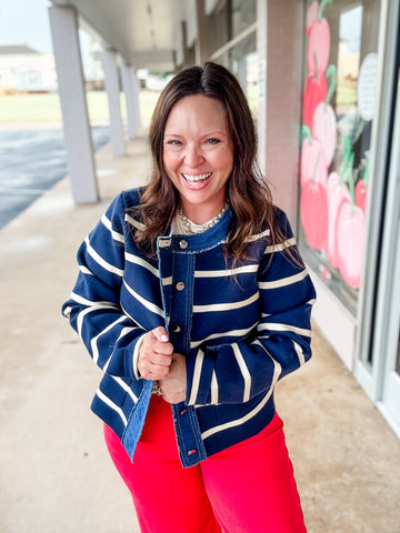 Nautical Charm Striped Cardigan