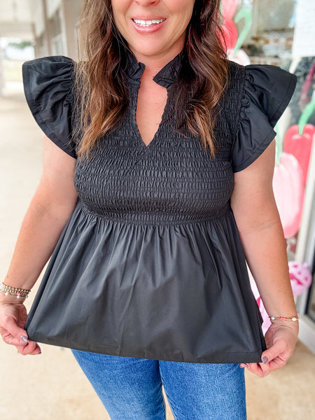 Midnight Charm Smocked Top