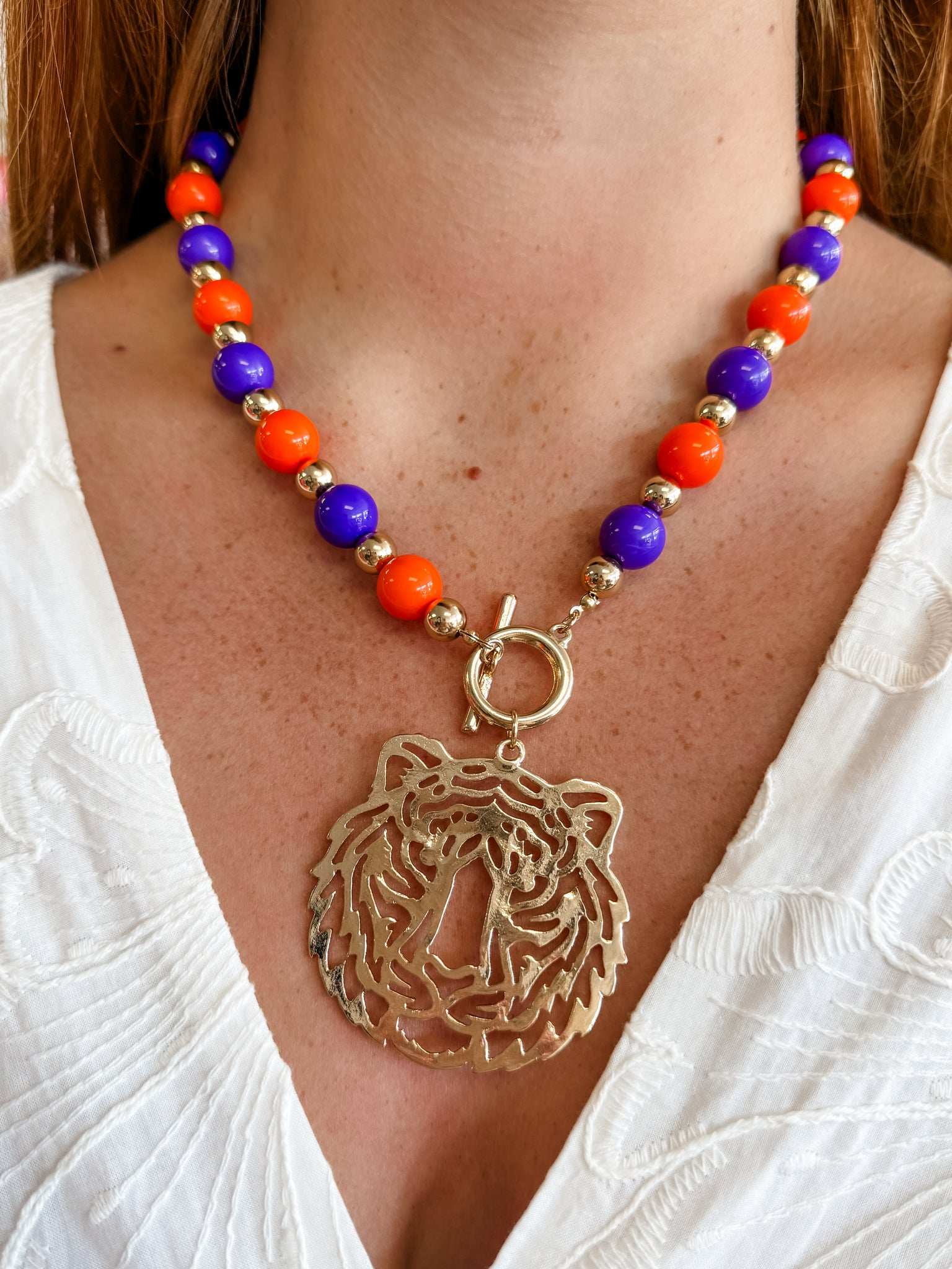 Purple & Orange Tiger Necklace
