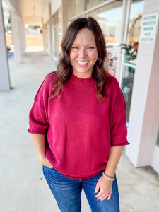 Cranberry Comfort Knit Top