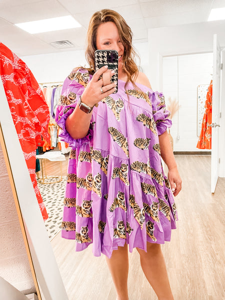 Sequin Tiger Dress:  Queen of Sparkles lilac