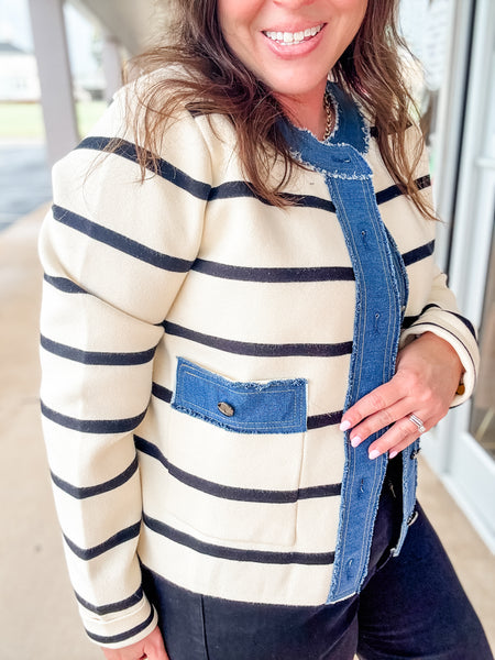 Coastal Charm Striped Cardigan