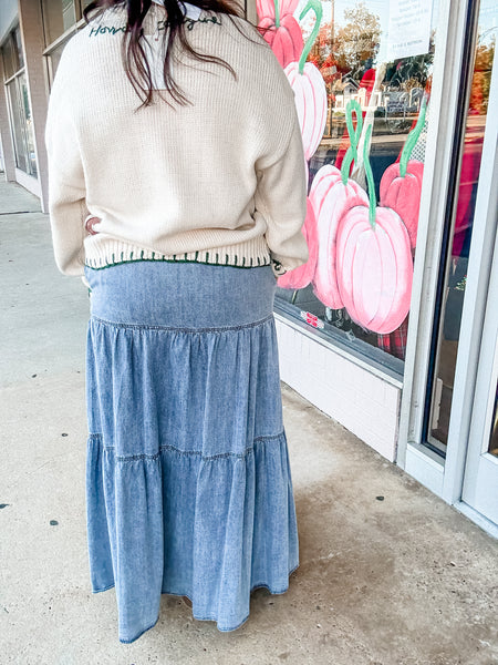 Denim Breeze Maxi Skirt
