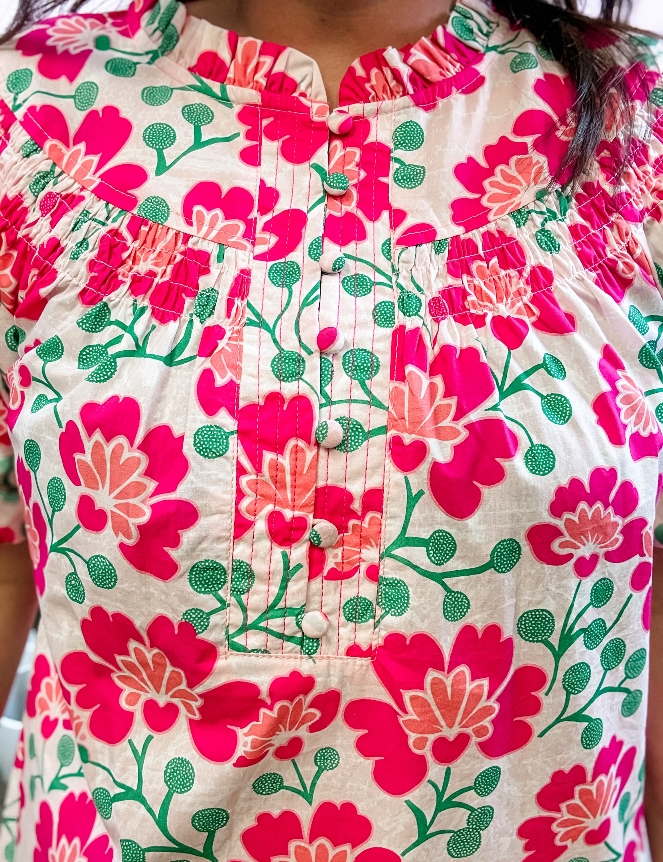 Pink Petals & Puff Sleeves Top
