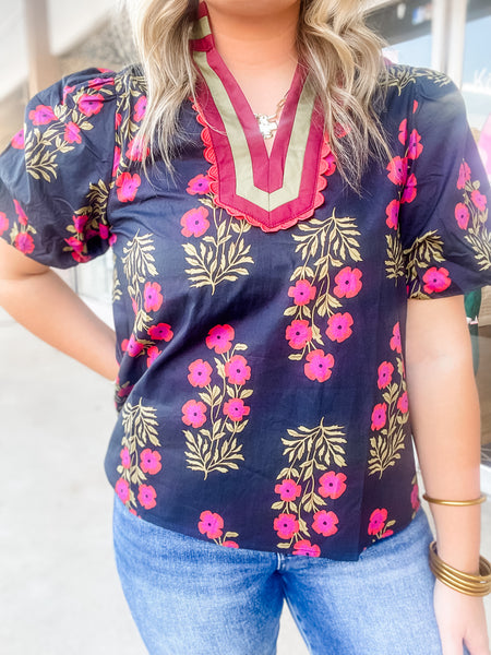 Crimson Bloom Blouse