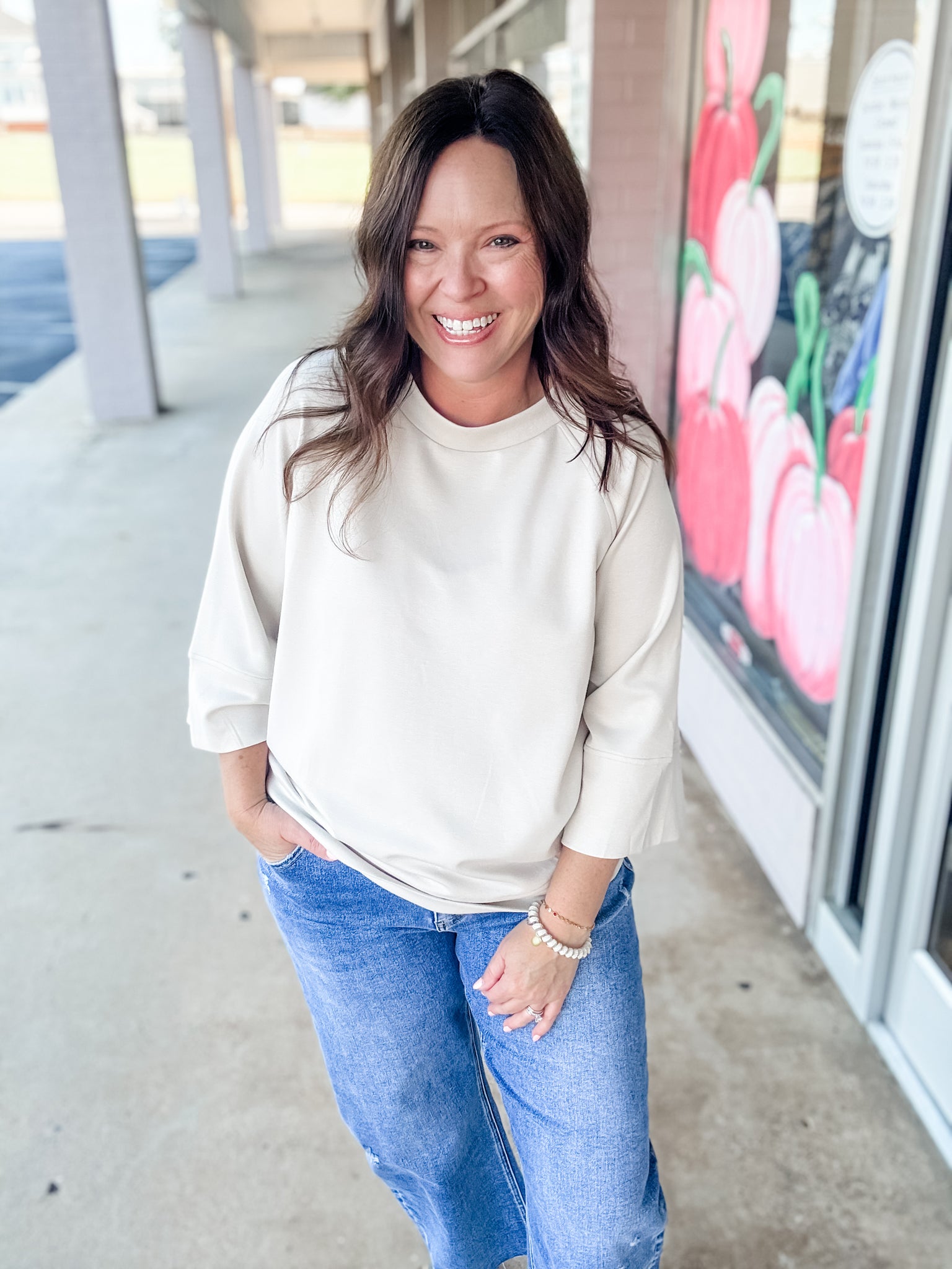 Cream Drift Scallop Sweater