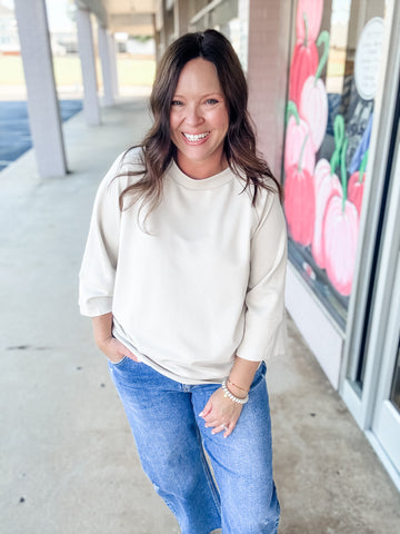Cream Drift Scallop Sweater