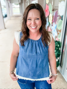 Denim Ivory Crochet Lace Trim