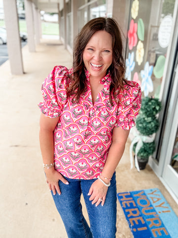 Pink Pattern Floral Top
