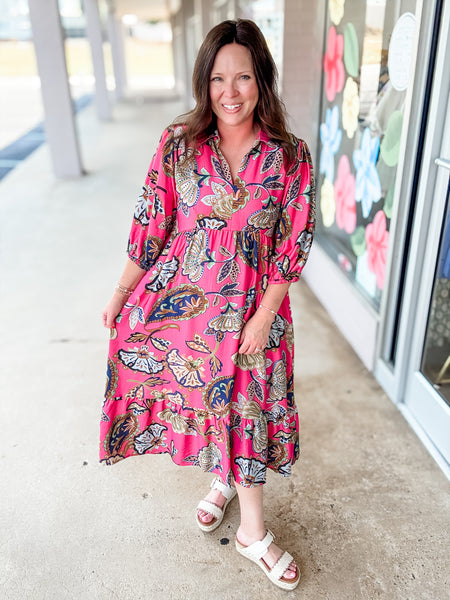Deep Pink Floral Dress