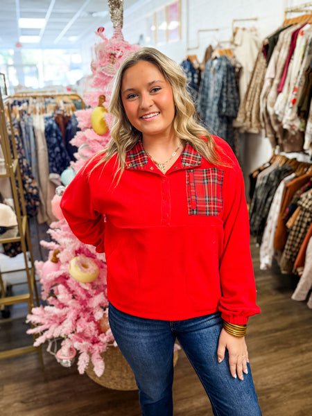 Holly Jolly Plaid Snap Pullover