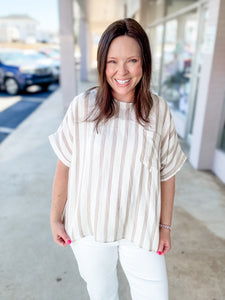 Khaki Striped Top