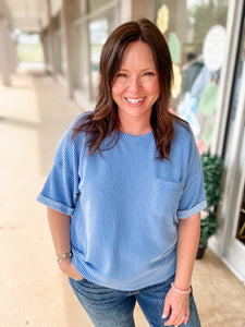 Ribbed Top:  ocean