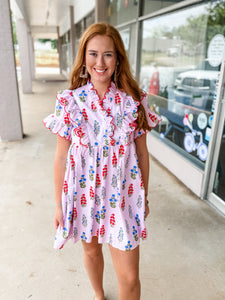 Lilac & Red Stem Dress
