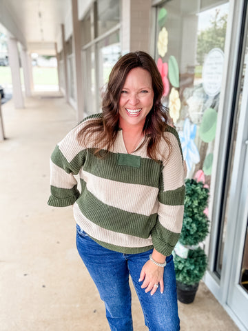 Woodland Stroll Striped Knit Sweater