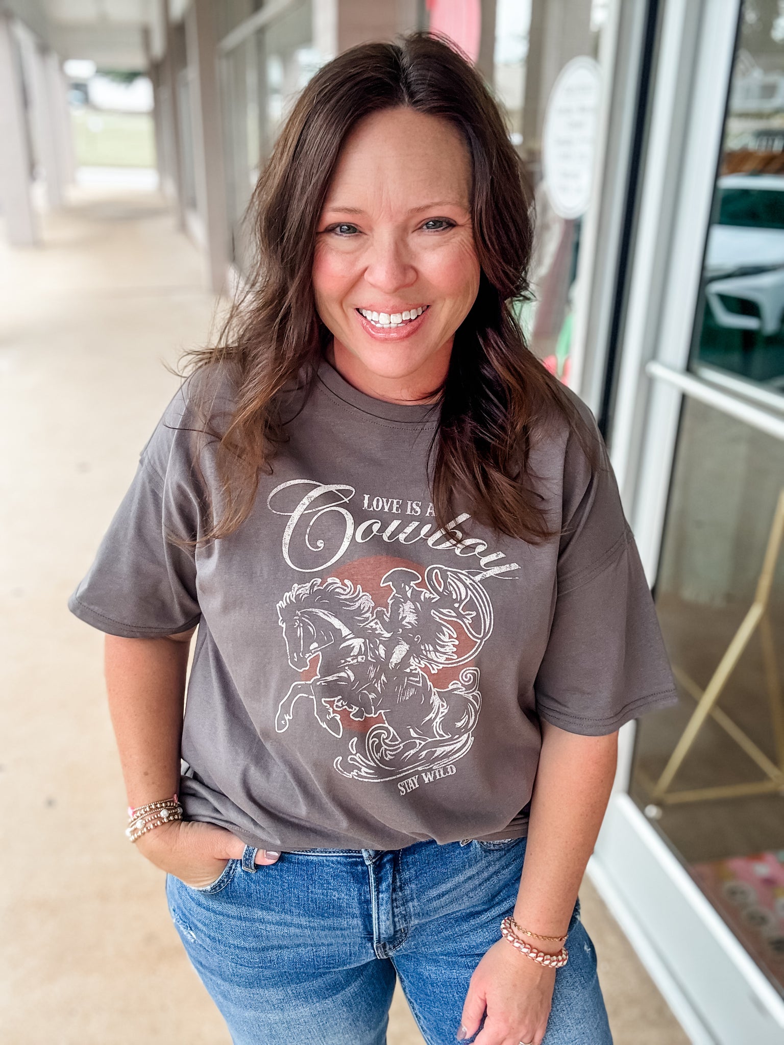 Cowboy Love Tee: Gray