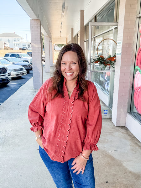 Rustic Rose Scallop Top