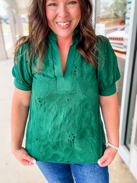 Emerald Green Floral Top