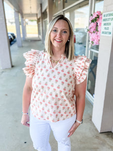 Pleated Floral Top