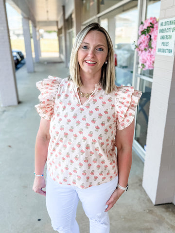 Pleated Floral Top
