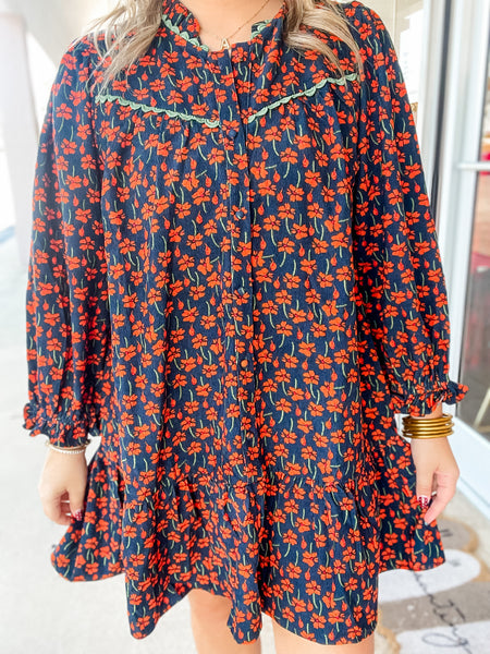 Autumn Ember Floral Dress