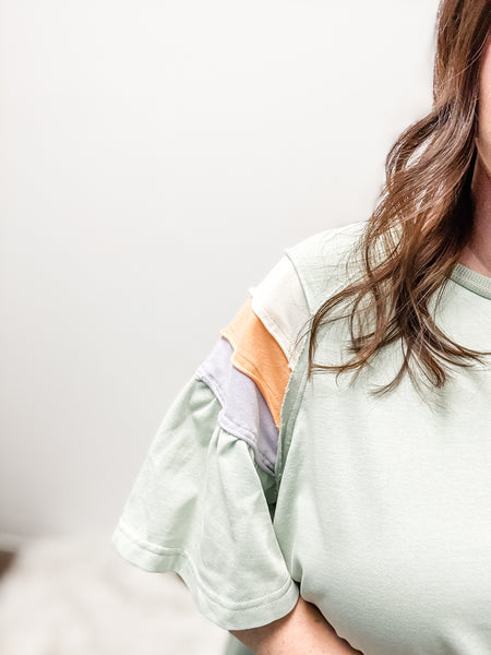 Light Green Block Sleeve Top