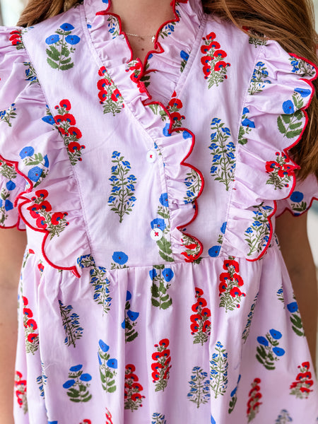 Lilac & Red Stem Dress