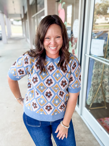 Seaside Retro Bloom Sweater