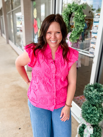 Hot Pink Embroidery Top