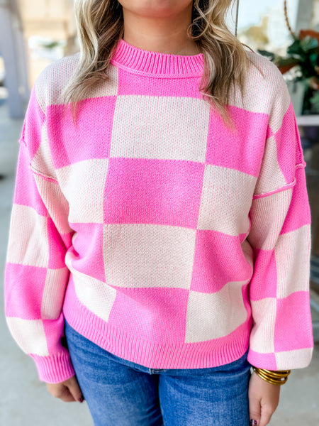 Bubblegum Checkmate Sweater